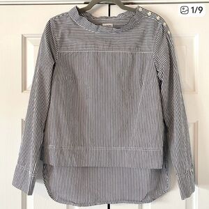 J. Crew olive green/mocha and White Striped Button Down Shirt